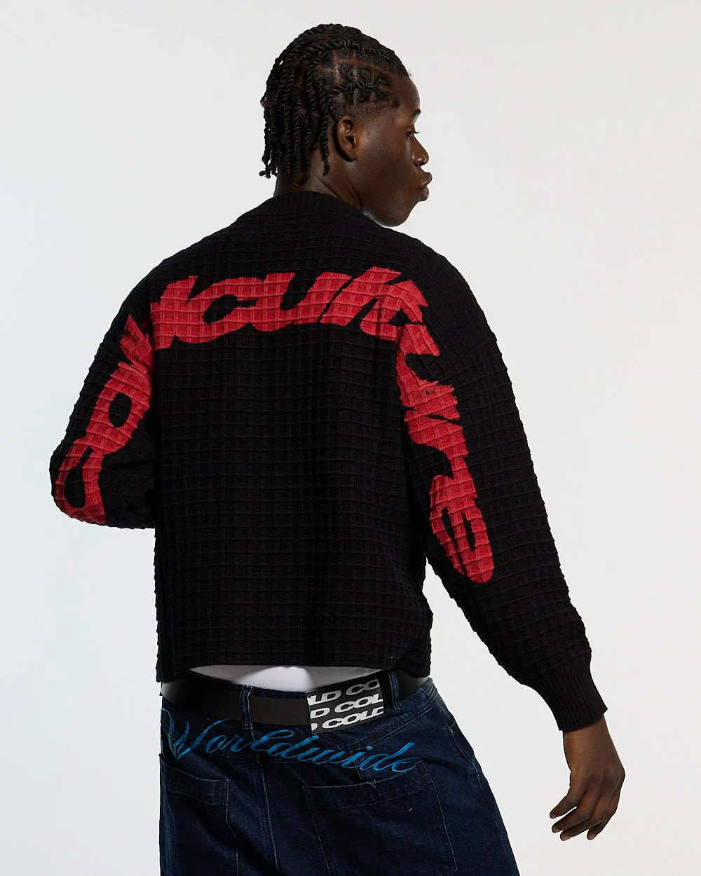 CRUNCHY WAFFLE KNIT BLACK